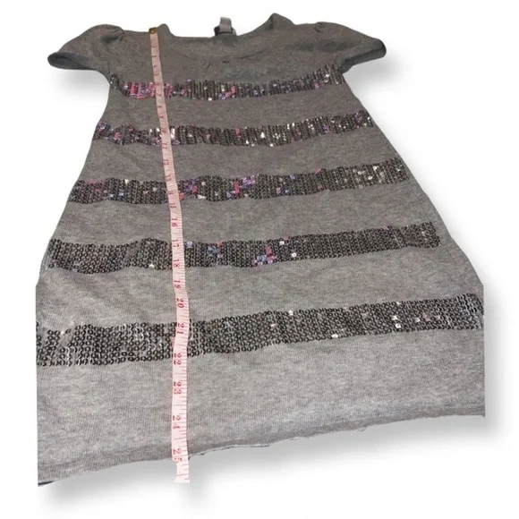 Children’s Place Girls Grey Gray Silver Sequin T Shirt Dress Girls Size 7/8 - Picture 4 of 8